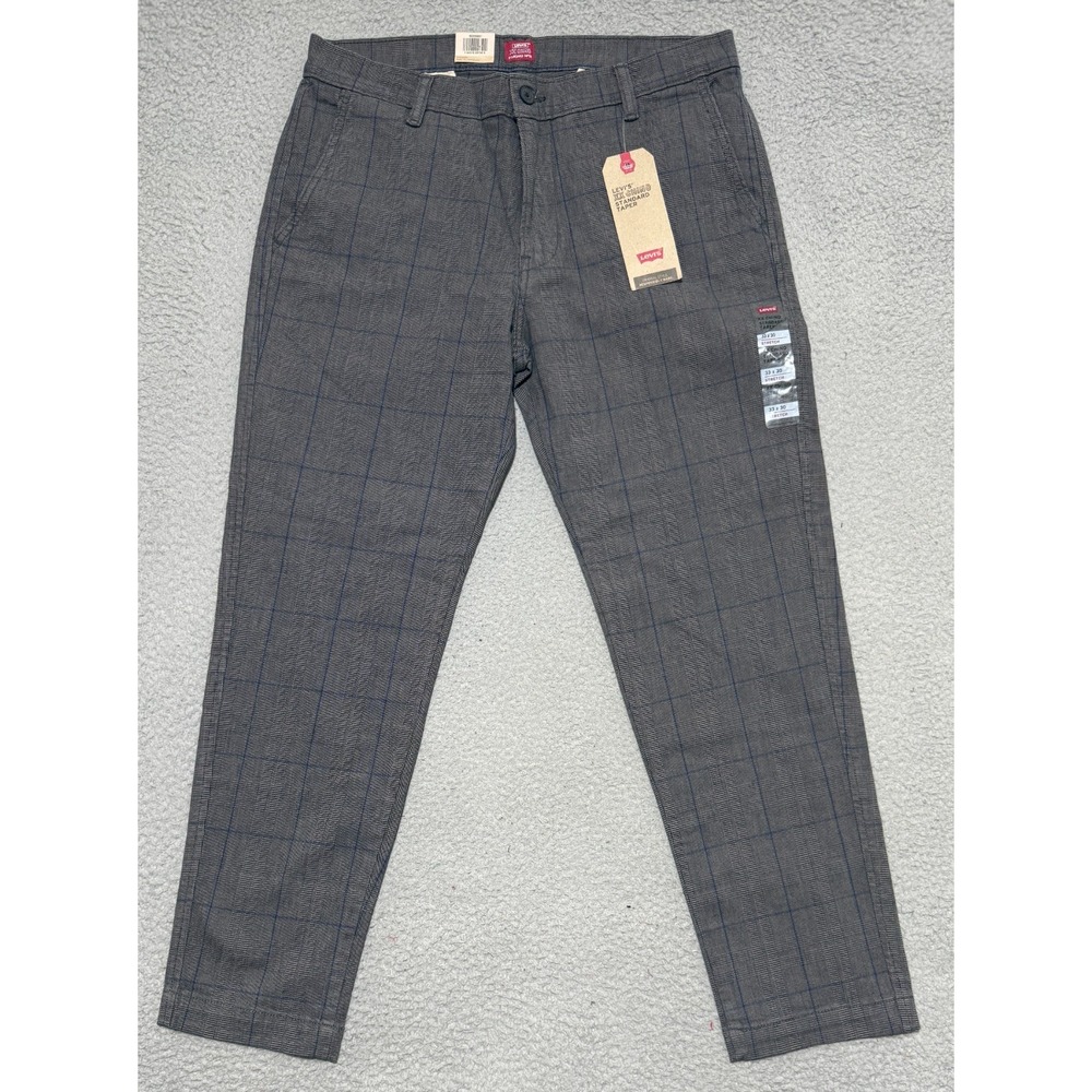 Levis XX Taper Stretch Mens Plaid Chino Pants Gray Size 33x30 (Fits 33x28)